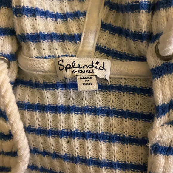 Splendid Blue and White Striped Hooded Pullover-Size XS - Picture 3 of 3